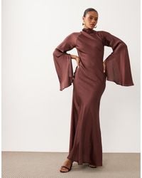 ASOS - Satin Maxi Dress With Split Sleeve And Scarf Detail - Lyst