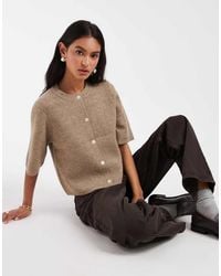 Pieces - Short Sleeve Boxy Cardigan - Lyst
