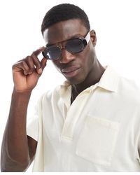 ASOS - Aviator Style Sunglasses With Ombre Frame And Blue Lenses - Lyst