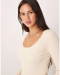 Jdy - Top A Maniche Lunghe Con Bordi Ondulati - Lyst