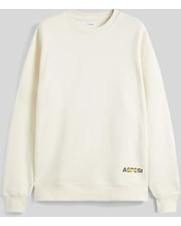 Aspesi - Sweatshirt Mit Rundhals Aus Stuckgefarbter, Gebursteter Baumwolle - Lyst