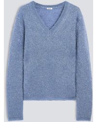 Aspesi - Pullover Aus Einer Mohair-Woll-Mischung Mit V-Ausschnitt - Lyst