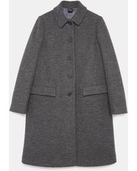 Aspesi Straight-cut Boiled Wool Coat With Quilted And Padded Nylon Lining - Grey