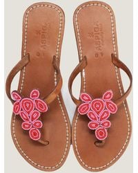 Aspiga - Ladies Sustainable Mia Kenyan Beaded Sandals Leather And Glass Beaded Floral - Lyst