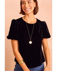 Aspiga - Ladies Sustainable Dulcie Velvet Puff Sleeve Top Winter Event Autumn Winter Graduation Co-Ord - Lyst