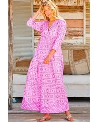 Aspiga - Sustainable Mykonos Maxi Dress Organic Cotton Printed Summer Holiday Beach Cover Up - Lyst