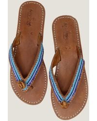 Aspiga - Ladies Sustainable Kenyan Beaded Tanzi Sandals Leather And Glass Beads Summer Holiday Flip Flops - Lyst