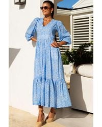 Aspiga - Sustainable Annie Maxi Organic Cotton Dress Floral Printed Summer Holiday - Lyst