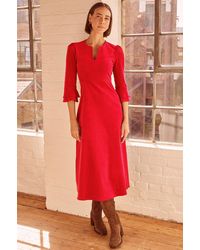 Aspiga - Ladies Sustainable Jocelyn V-Neck 3/4 Sleeve Corduroy Organic Cotton Dress - Lyst