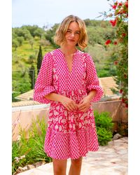 Aspiga - Ladies Sustainable Marina Organic Cotton Print Mix Dress Blossom Print Summer Holiday Beach Cover Up - Lyst