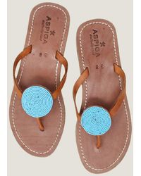 Aspiga - Ladies Sustainable Beaded Handmade Sandals Leather And Glass - Lyst