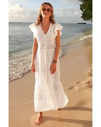Aspiga - Ladies Sustainable Nyla Cotton Maxi Kaftan Dress Summer Holiday Beach Cover Up Plain - Lyst