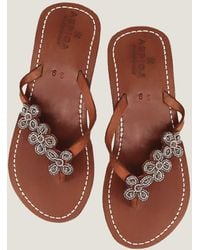 Aspiga - Sustainable Kenyan Beaded Tatu Sandals Leather And Glass Beaded Floral Summer Holiday Flip Flops - Lyst
