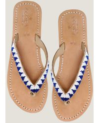 Aspiga - Ladies Sustinable Kenyan Beaded Ziggy Sandals Leather And Glass Beads/ Summer Flip Flops - Lyst