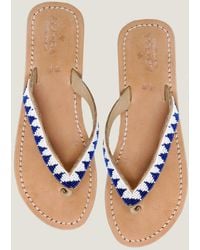 Aspiga - Ladies Sustinable Kenyan Beaded Ziggy Sandals Leather And Glass Beads/ Summer Flip Flops - Lyst