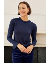 Aspiga - Ladies Sustainable Metallic Knit Frill Neck Jumper - Lyst