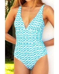 Aspiga - Sustainable Recycled V-Neck Ruched Swimsuit Summer Holiday - Lyst