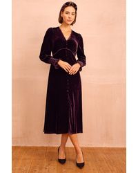 Aspiga - Ladies Sustainable Long Sleeve Velvet Sally Anne Dress - Lyst