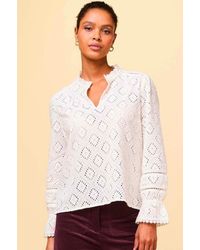 Aspiga - Ladies Sustainable Flo Long Sleeve Blouse Cotton Cut Out Detail - Lyst