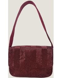 Aspiga - Ladies Sustainable Beaded Crossbody Shoulder Bag Jute Stripe Burgandy - Lyst