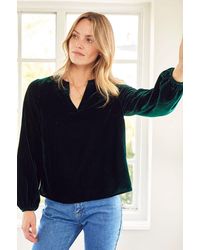 Aspiga - Ladies Sustainable Faye Velvet Blouse Long Sleeve V Neck - Lyst