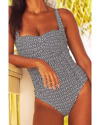 Aspiga - Ladies Sustainable Recycled Nylon Ruched Swimsuit Adjustable Straps Aztec Pattern - Lyst