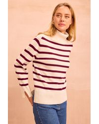 Aspiga - Ladies Sustainable Cashmere Blend Striped Roll Neck Jumper - Lyst