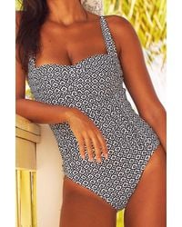 Aspiga - Ladies Sustainable Recycled Nylon Ruched Swimsuit Adjustable Straps Aztec Pattern - Lyst