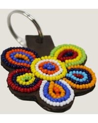 Aspiga - Sustainable Kenyan Beaded Flower Keyring Leather And Glass Beaded Gifiting - Lyst
