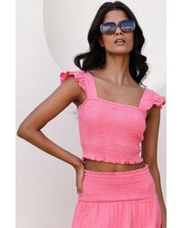 Aspiga - Ladies Sustainable Shirred Bryony Cheesecloth Top Cotton Summer Holiday Lemonade Co Ord - Lyst