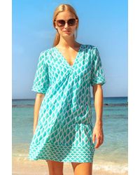 Aspiga - Sustainable Santorini Cotton Kaftan Dress Summer Holiday Beach Cover Up Cheetah Printed Summer Holiday - Lyst