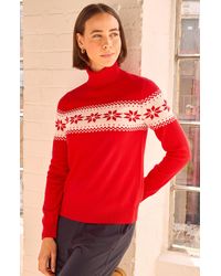 Aspiga - Merino Wool Snowflake Fairisle Polo Neck Jumper - Lyst