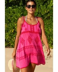 Aspiga - Ladies Sustainable Imogen Tie Tassel Strap Dress Organic Cotton Summer Holiday Embroidered - Lyst