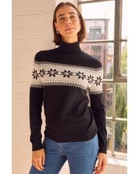 Aspiga - Merino Wool Snowflake Fairisle Polo Neck Jumper - Lyst