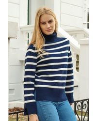 Aspiga - Sustainable Blend Striped Roll Neck Jumper Summer Holiday 100% Cashmere - Lyst