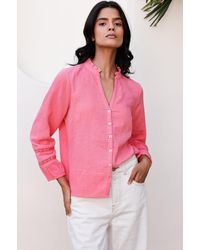 Aspiga - Sustainable Mina Organic Cotton Cheesecloth Summer Blouse Lemonade - Lyst