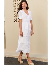 Aspiga - Ladies Sustainable Viola Cotton V-Neck Short Sleeve Dress Summer Holiday Wedding Dress - Lyst
