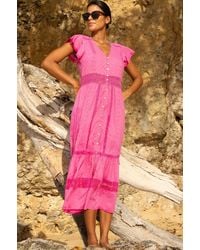 Aspiga - Ladies Sustainable Nyla Cotton Maxi Kaftan Dress Summer Holiday Beach Cover Up Bright - Lyst