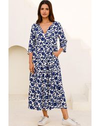Aspiga - Sustainable Emma Midi Dress Ecovero Summer Wedding Guest Floral Printed Cream - Lyst
