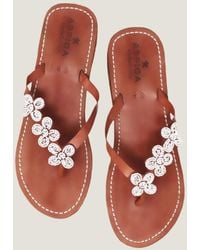 Aspiga - Sustainable Kenyan Beaded Tatu Sandals Leather And Glass Beaded Summer Holiday Floral Flip Flops Size 36 - Lyst