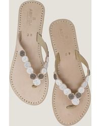 Aspiga - Ladies Sustainable Kenyan Beaded Mini Disc Sandals Leather And Glass Beads - Lyst