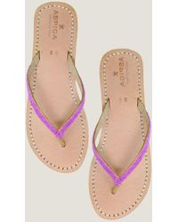 Aspiga - Ladies Ethical Kenyan Beaded Classic Flip Flops Leather Summer - Lyst