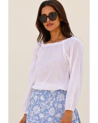 Aspiga - Ladies Sustainable Long Sleeve Ilana Cotton Top Summer Organic Cotton On Off The Shoulder - Lyst