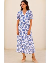 Aspiga - Sustainable Short Sleeve Sally Anne Viscose Summer Wedding Guest Evening Dress Floral Printed - Lyst
