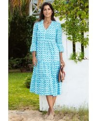 Aspiga - Ladies Sustainable Hayden Organic Cotton Block Print Dress Buti - Lyst