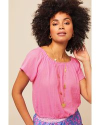 Aspiga - Sustainable Ilana Frill Gauze Organic Cotton Top Summer Holiday On Off The Shoulder - Lyst