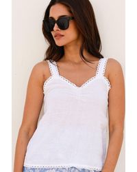 Aspiga - Piper Lace Trim Organic Cotton Cami Vest Top Summer Holiday - Lyst