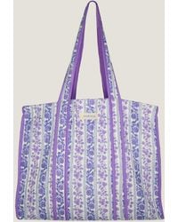 Aspiga - Ladies Sustainable Quilted Block Print Tote Bag Linear Floral Summer Beach Botanical - Lyst