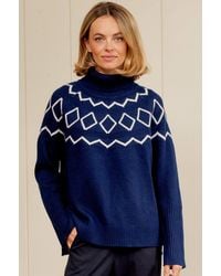Aspiga - Sustainable Cashmere Blend Geo Fairisle Roll Neck Jumper - Lyst
