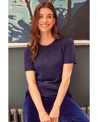 Aspiga - Ladies Sustainable Metallic Knit Short Sleeve T-Shirt Viscose - Lyst